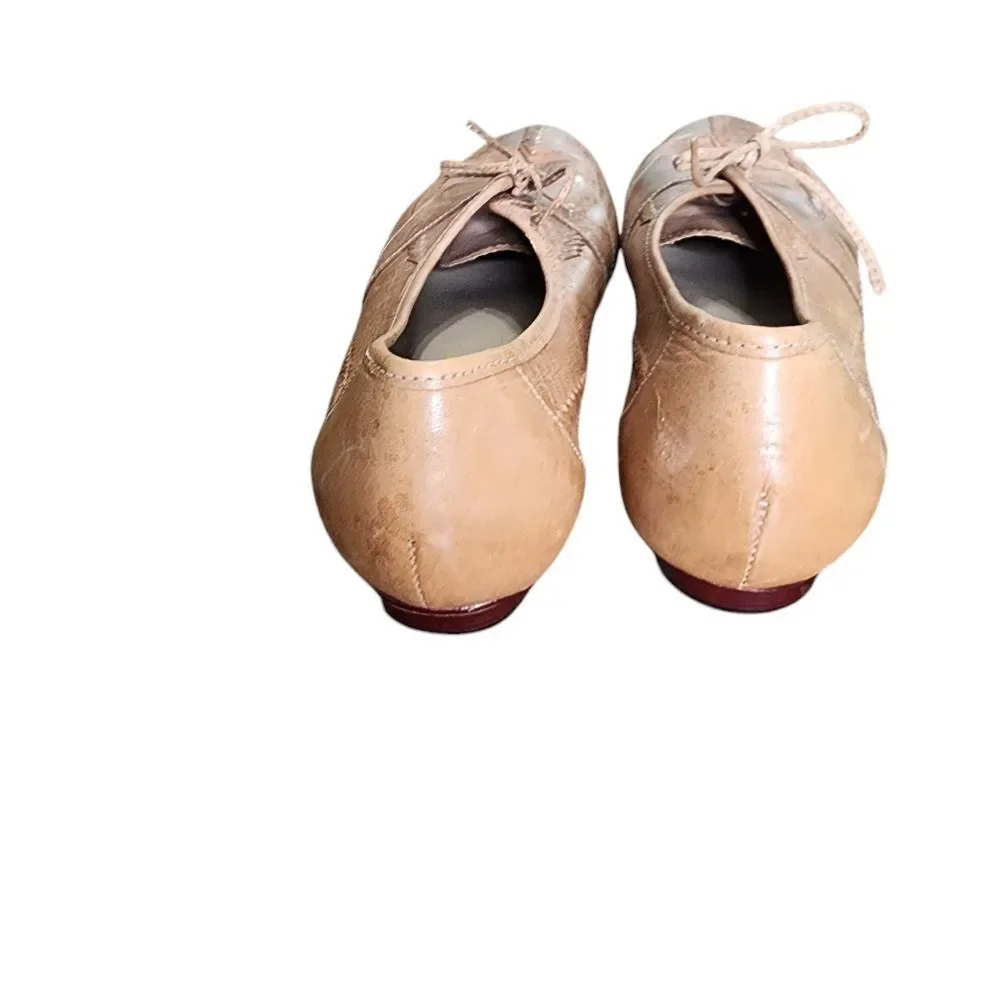 Bruno Valenti Vintage Tan Woven Leather Lace Up Loafer Flats 8.5B